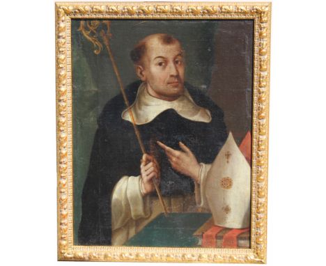 European School 17th C. Old Master Portrait of a Saint. Oil on canvas. Appears to be unsigned, has not been examined out of t