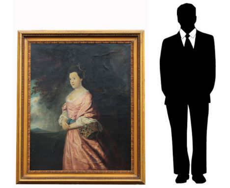 Monumental 19th Century Life-Sized Portrait, Follower of Sir Godfrey Kneller (1646 - 1723). Depicting an elegant woman with a