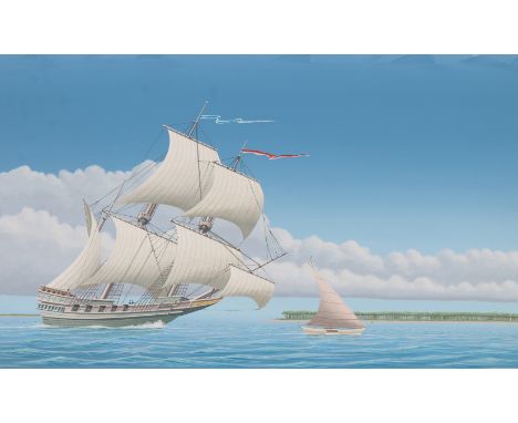 Keith Reynolds (American, B. 1929) "Dutch Ship Eendracht" Signed lower right. Original Oil painting on Canvas Board. Provenan
