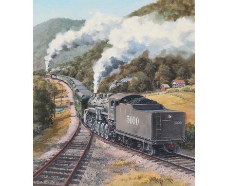 J. Craig Thorpe (American, B. 1948) "North Carolina Locomotive" Signed lower right. Original Oil painting on Paper. Provenanc