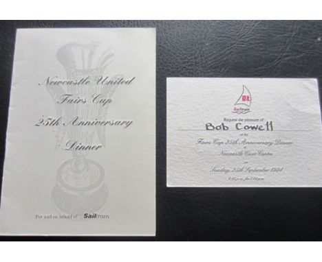 Bobby Cowell Newcastle United Dinner Menu and Ticket for 25th Anniversary of the Fairs Cup win
Multi signed with over 30 auto