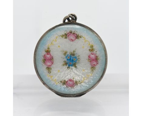 A silver and enamel? locket pendant.