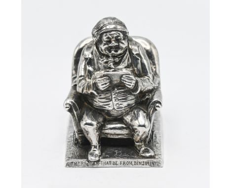 A Victorian novelty inkwell in the form of Mr Jorrocks, a character created by R. S. Surtees of a cockney grocer and lover of