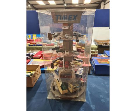 A Timex Perspex Display Cabinet containing a collection of Vanguard and other diecast Models 2ft 7in H x 1ft 3in W