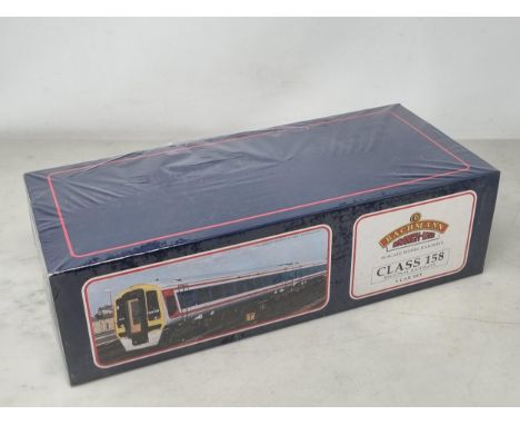 A boxed Bachmann 00 gauge Class 158 3-car DMU Set in 'Express' livery, unused in original cellophane