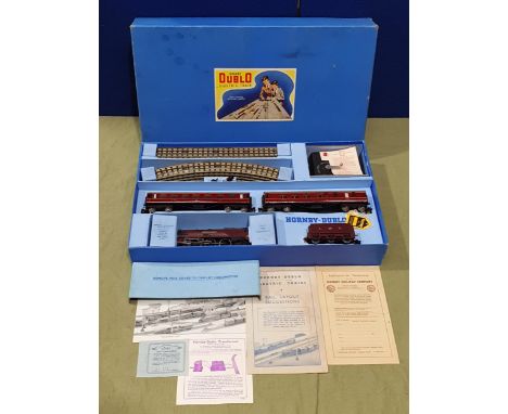 A boxed Hornby Dublo EDP2 late issue 'Duchess of Atholl' Set with the rivet pad on the side of the locomotive, has been very 