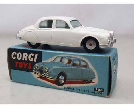 A boxed Corgi Toys No.208 white Jaguar 2.4l Saloon, Ex, box Ex plus