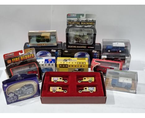 A box of boxed Corgi, Vanguard and other modern diecast Models including 1902 State Landau, Nine Double Nine, Fire Support Ve