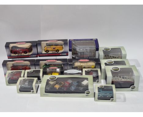 Sixteen boxed Oxford and Trackside 1:76 scale diecast Models and a boxed Bachmann 00 scale Low-relief Underground Station