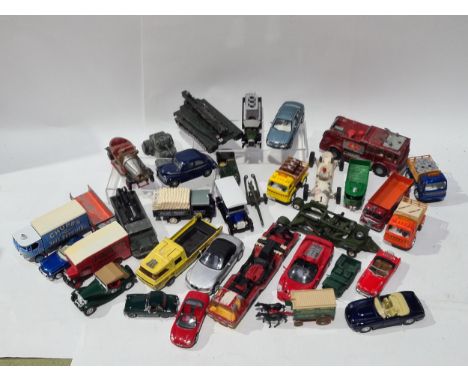 Two boxes of play worn diecast Models including Corgi Chitty Chitty Bang Bang, Dinky Toys Berliet Gazelle, Lone Star Armoured