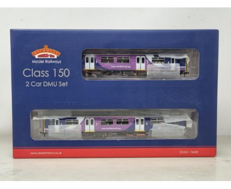 A boxed Bachmann 00 gauge DCC fitted Class 150 DMU Set in Northern Rail two tone purple livery, in unused condition