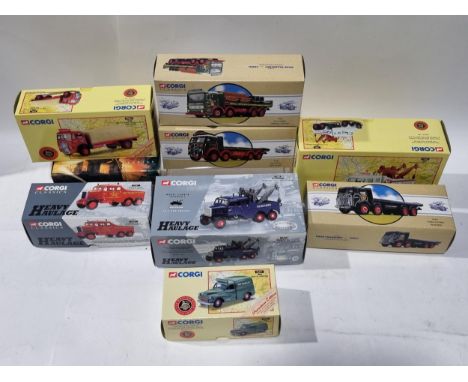 Eight boxed Corgi Classics and Heavy Haulage Models and a Matchbox Fire Engine Series