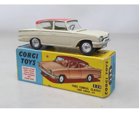 A boxed Corgi Toys No.234 cream and pink Ford Consul Classic, M, box Nr perfect
