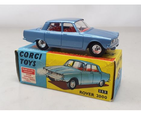 A boxed Corgi Toys No.252 metallic blue Rover 2000, M, box Ex plus