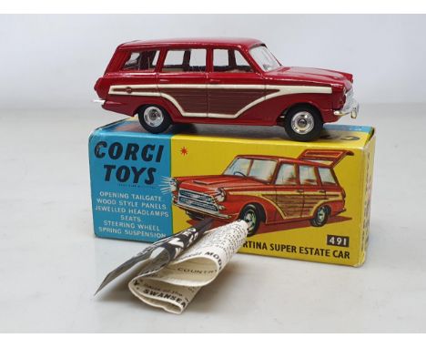 A boxed Corgi Toys No.491 red Ford Consul Cortina Estate Car, M, box Ex