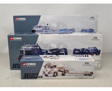 Three boxed Corgi Heavy Haulage Models including 13501 'G.C. Munton', 17601 'Hills of Botley' and 17701 'Pickfords'