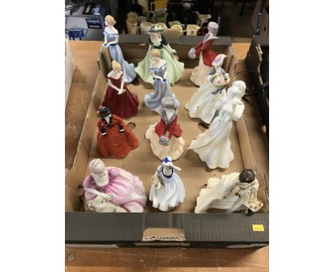 A collection of twelve figures, Royal Worcester and Royal Doulton etc.