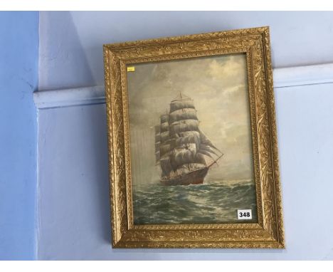R. G. King, oil, signed, 'Tall ship at sea', 40cm x 29cm
