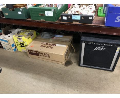 A quantity of Casio DH-500's, a Peavey amp etc.