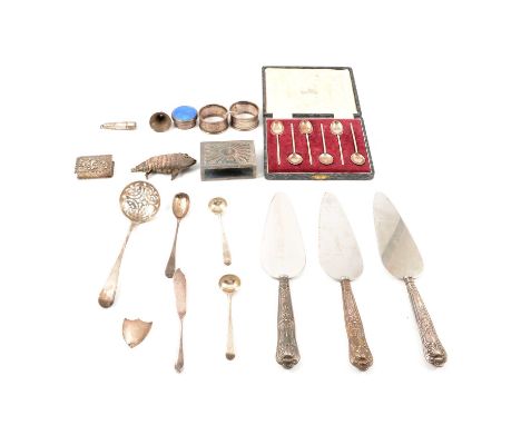 George III silver sifter spoon, Thomas Northcote, London 1791, Old English pattern; late Victorian snuff box, T H Hazelwood &