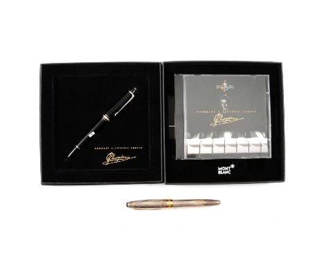 Mont Blanc fountain pen, Hommage a Frederic Chopin, boxed with CD; and another Mont Blanc fountain pen, silver, stamped 925 o