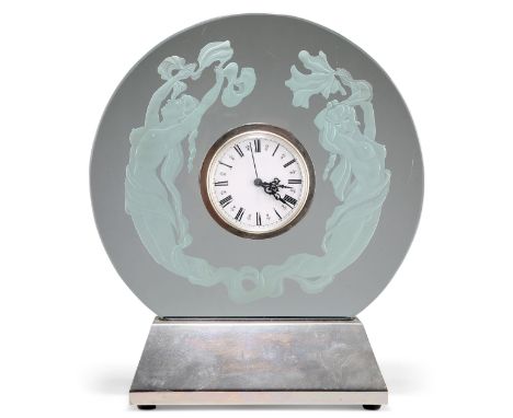 AN ART DECO-STYLE LIMITED EDITION SHEPHERD LAMP COLLECTION, 'HERA AND ECHO' ILLUMINATED MANTLE CLOCK, commissioned by Finesse