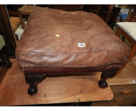 Large Leather Pouffe 