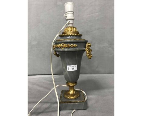 PAIR OF GREY MARBLE AND GILT LAMP BASES