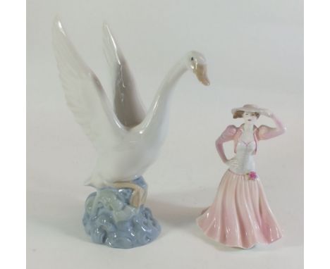 A Nao swan and a small Coalport figurine