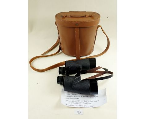 A pair of 7 x 50 REL military WWII binoculars marked CGB 57 GA No 6025 - C and with MOD arrow mark, with leather case
