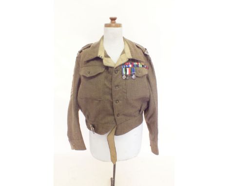 A WWII period dress uniform jacket for S/Sgt Archie Gallon (clerk) of the Royal Army Service Corps - emblazoned with various 