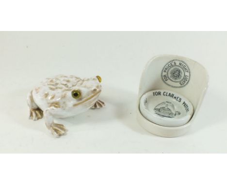 A Price's Night Light and a porcelain frog with glass eyes