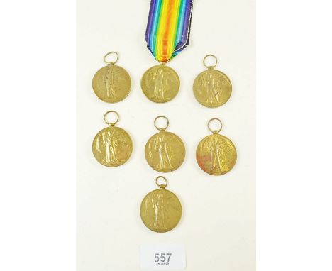 Seven various WWI Victory medals - named to edge as follows.    87698 Dvr. C. Greening RA.    F1762 Pte. F.C.  Cordwell Middx