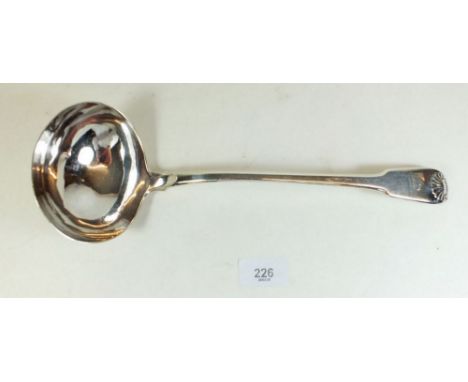 A large Georgian silver ladle - London 1808, by Wm Eley, Wm Chauner and William Fearn - 215g