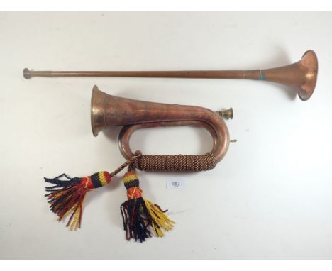 A copper bugle and a copper horn