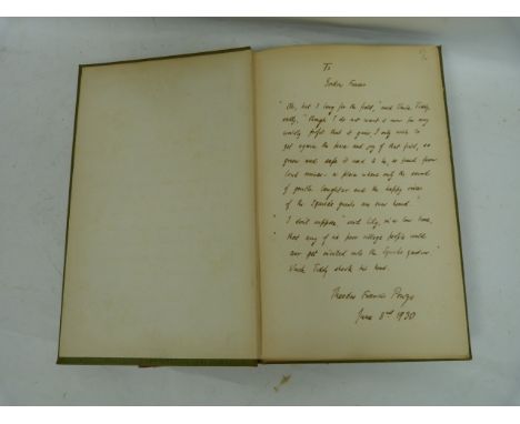 POWYS T. S.&nbsp;&nbsp;The Key of the Field. Signed ltd. ed. 35/550. Woodcut frontis by R. A. Garnett. Full page manuscript i