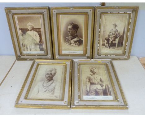 LATE 19TH CENTURY PORTRAIT PHOTOGRAPHS - INDIA.&nbsp;&nbsp;5 professional photographs on card, each approx. 13" x 7½" - Mahar