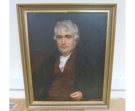 MID 19TH CENTURY ENGLISH SCHOOL.&nbsp;&nbsp;Portrait of Daniel Gurney, brother of Elizabeth Fry. Oil on canvas, 29" x 24", fr