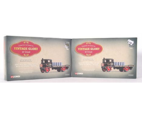 2x original diecast model Corgi Vintage Glory Of Steam wagons with oil drums. Both within their original boxes.