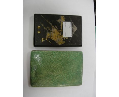 A cigarette case with shagreen cover, c1930; together with an Oriental example