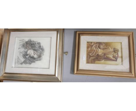 Marchetti (Italian, 20th century): A nude before a mirror, oil, signed lower right, together with two further portrait studie