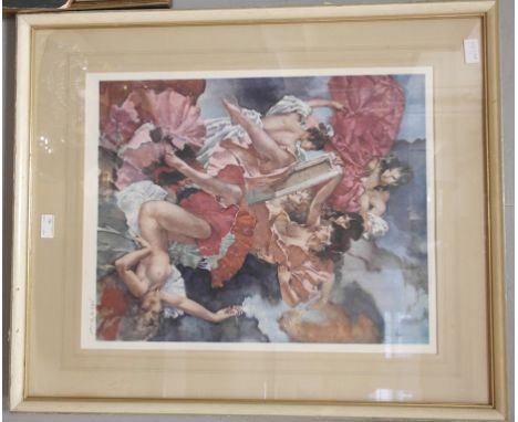 Sir William Russell Flint (1880-1969), 'A Question of Attribution', colour reproduction print, signed in pencil, blindstamped