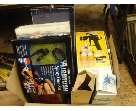 A quantity of items to inc a telescope, tripods, professional spray guns, JVC video camera etc