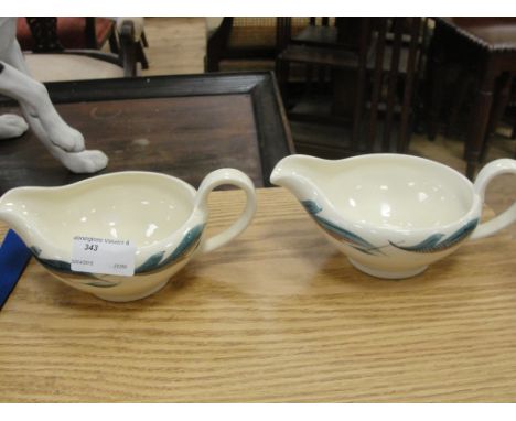 Two hand-painted Susie Cooper sauce boats