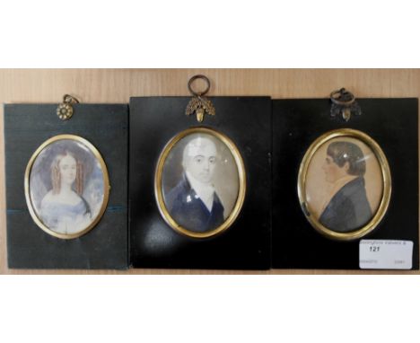 Three portrait miniatures to include 19th century examples 
