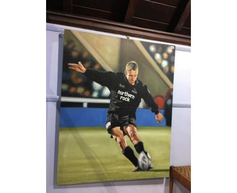 Scorer, oil on canvas, Portrait of Jonny Wilkinson, unframed, 92cm x 114cm