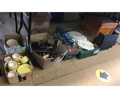 Assorted tools, Duchess tea china etc.