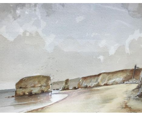 Tom Wilkinson, watercolour, 'Marsden Rock, South Shields', 55cm x 47cm