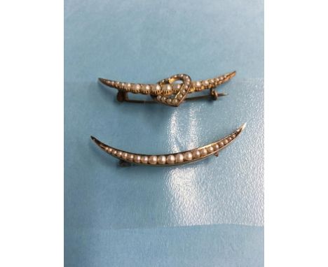 Two seed pearl mounted brooches