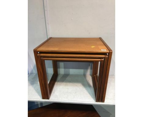 A teak G Plan nest of tables and a teak standard lamp